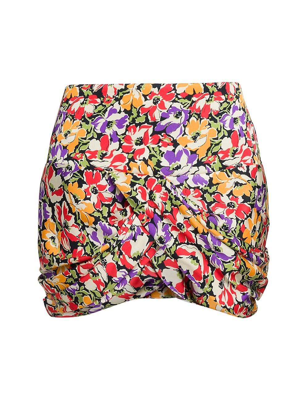 Womens Ultra Draped Floral Miniskirt Product Image