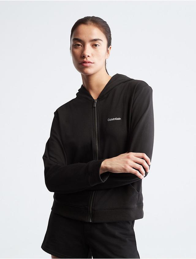 Calvin Klein Womens Modern Cotton Lounge Full Zip Hoodie - Black - S Product Image