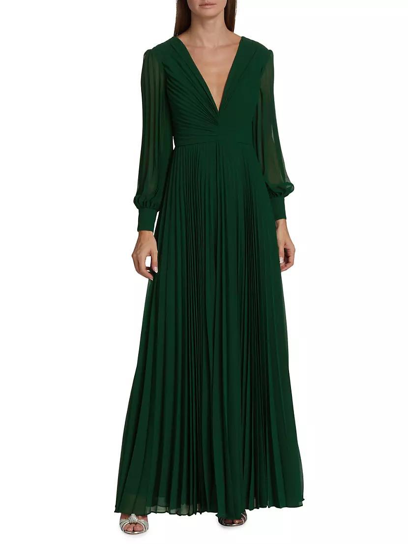 Pleated V-Neck Gown Product Image