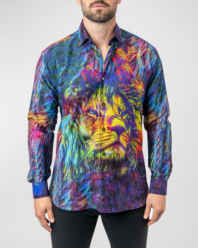 Mens Fibonacci Lion Trip Dress Shirt Product Image