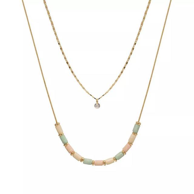 LC Lauren Conrad Gold Tone Bead & Pendant Double-Row Necklace, Womens, Multi Product Image