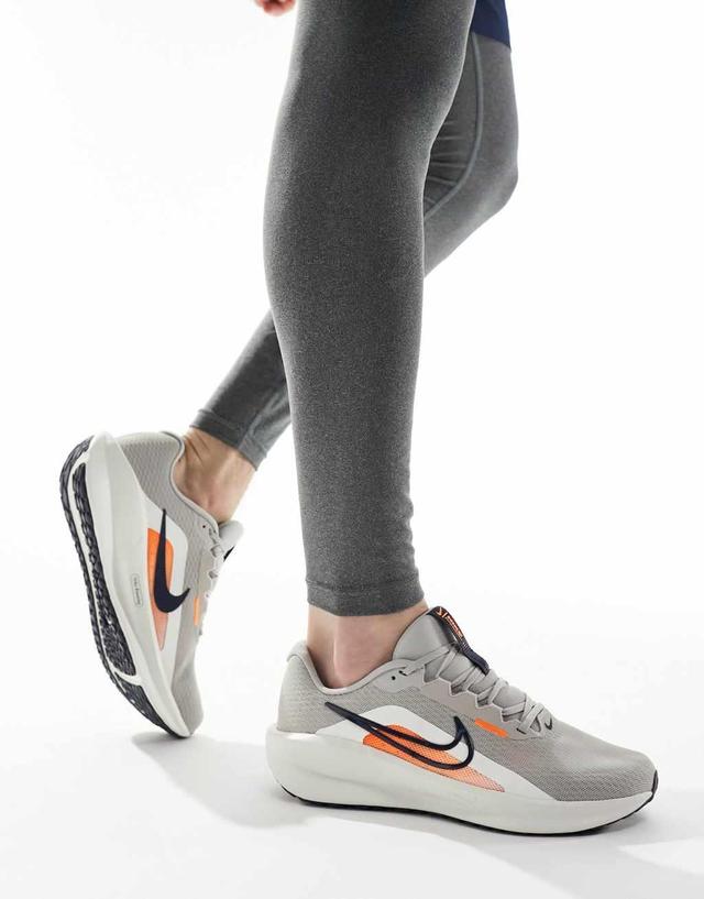 Nike Running Downshifter 13 sneakers in gray and orange Product Image