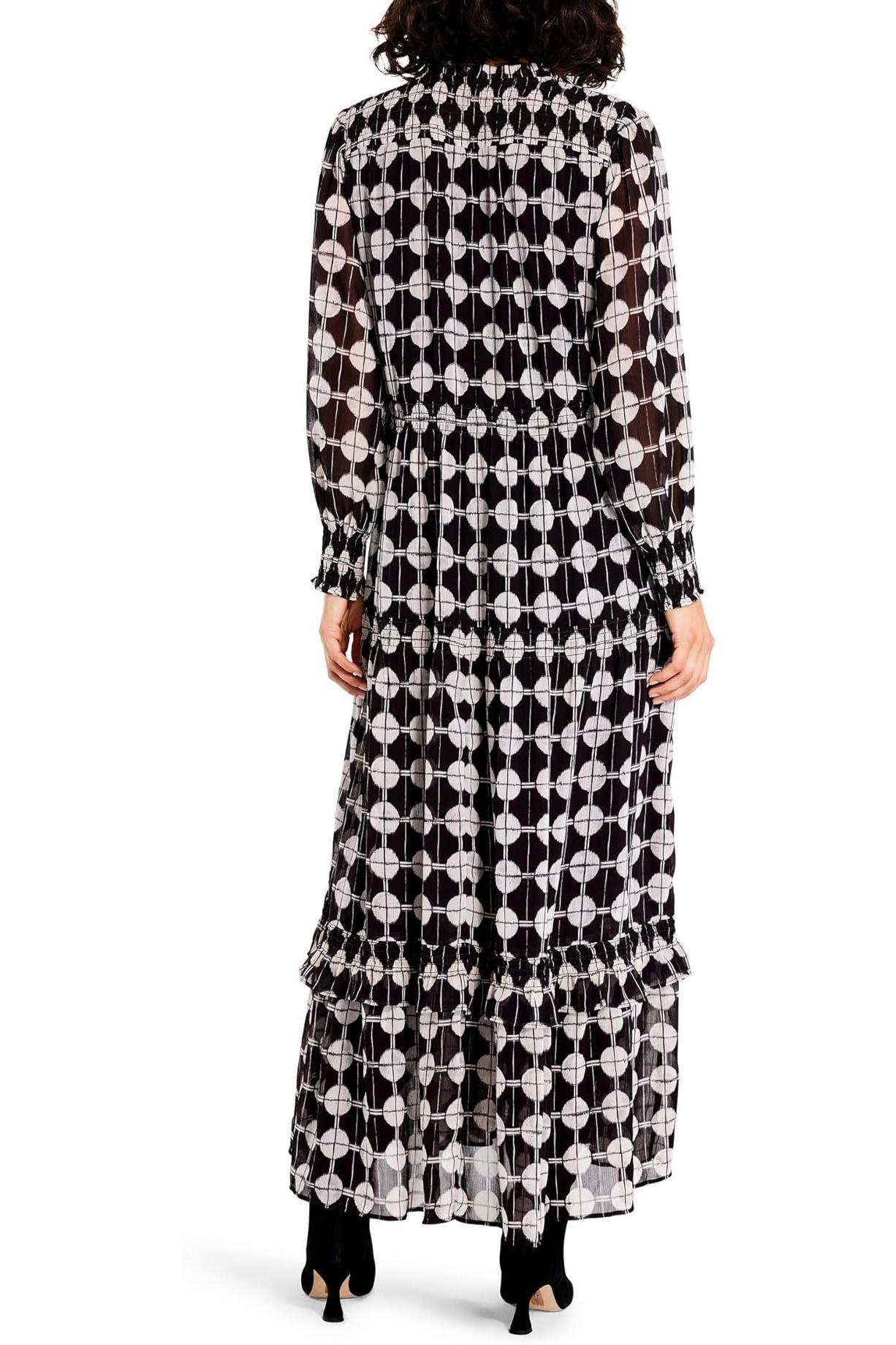 Chiffon Dot Dress- Black Multi Product Image