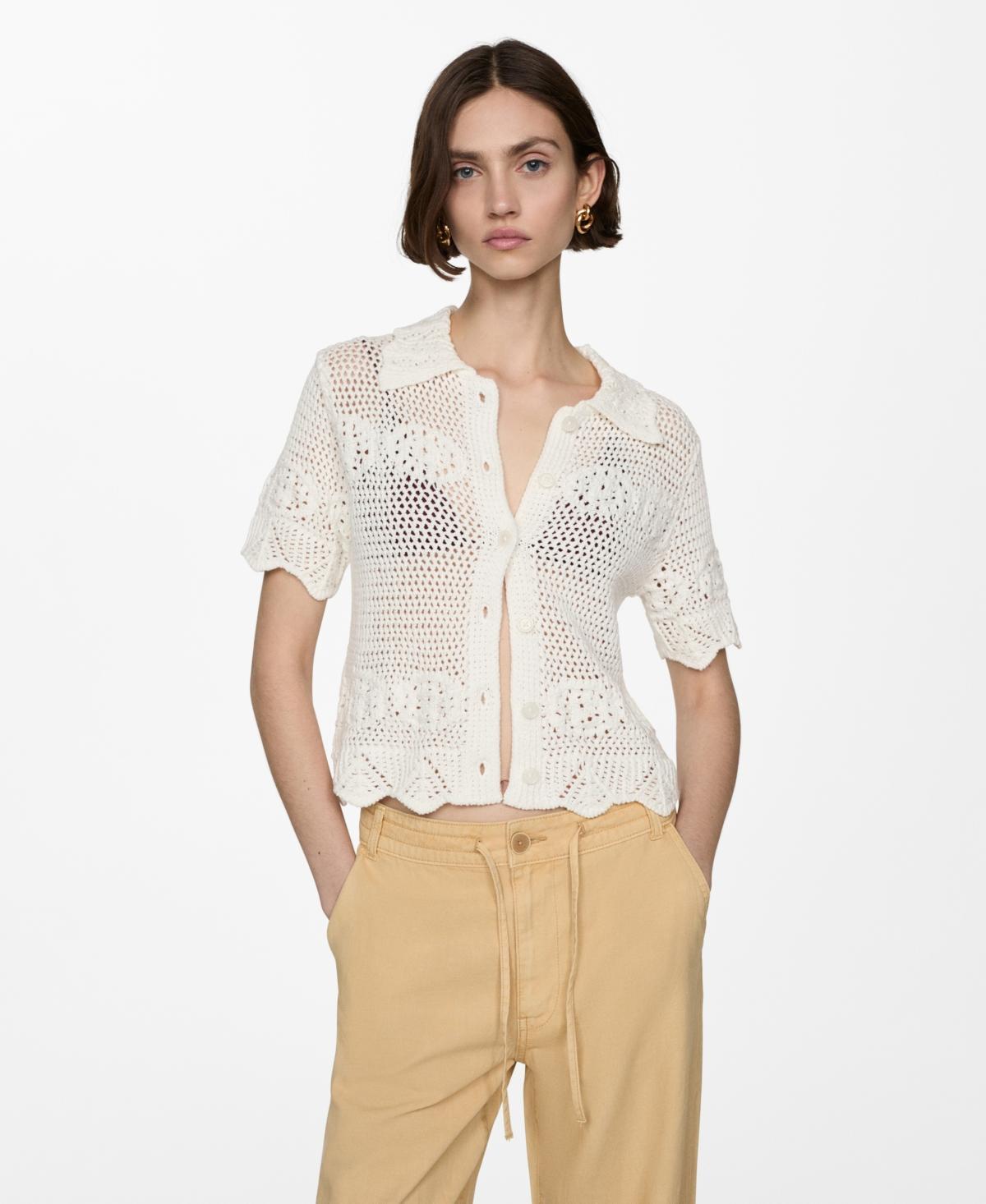 Mango Womens Crochet Knit Cardigan Product Image