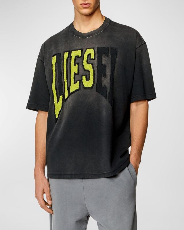 DIESEL Distressed Collegiate Oversize Cotton T-Shirt Product Image