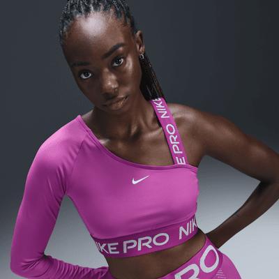 Womens Nike Pro Shine Dri-FIT Asymmetrical Cropped Top Product Image