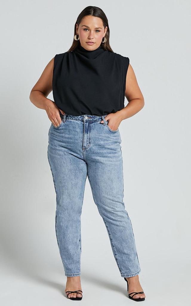 Billie Jeans - High Waisted Recycled Cotton Mom Denim Jeans in Mid Blue Wash Product Image