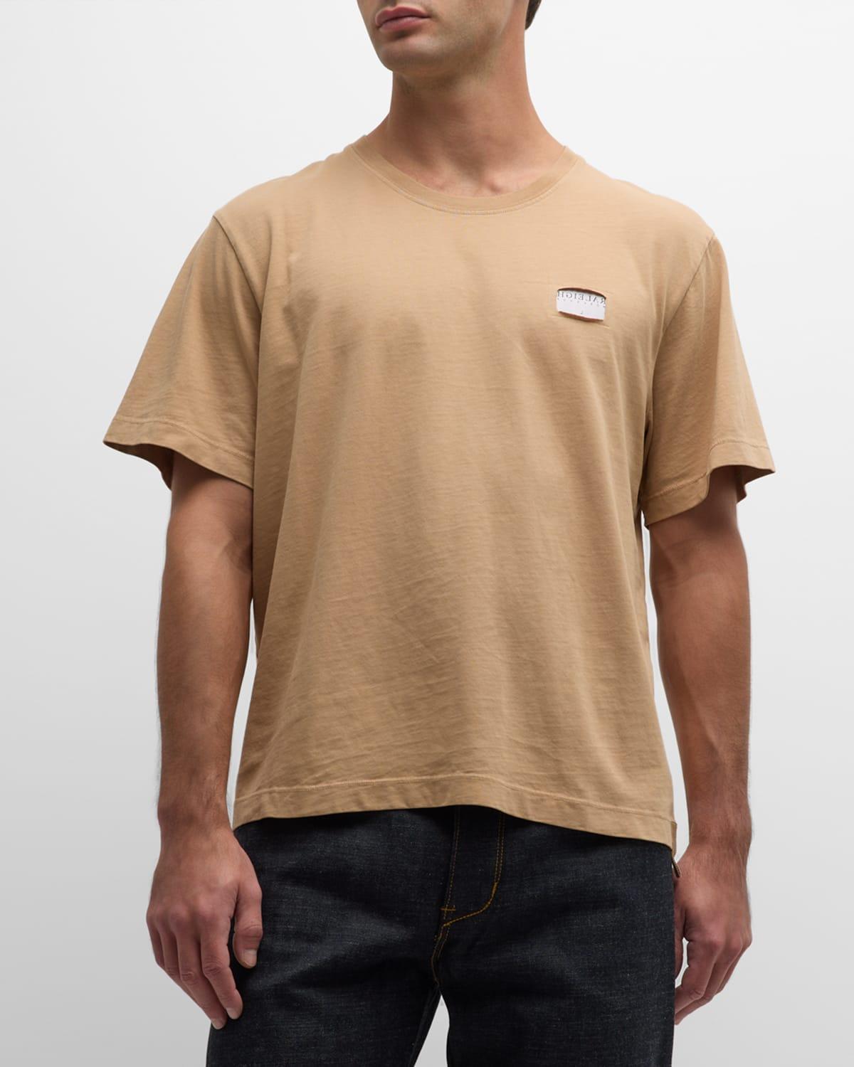 Mens Label Cotton T-Shirt, Khaki Product Image