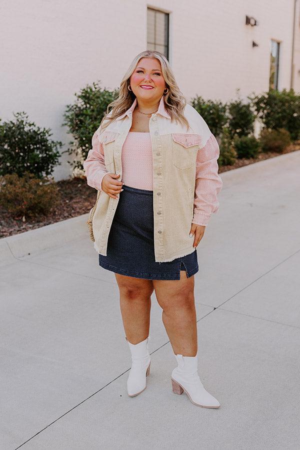 Plain And Simple Denim Jacket in Beige Curves Product Image