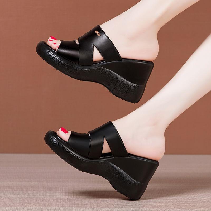 Cutout Platform Wedge Slide Sandals product image