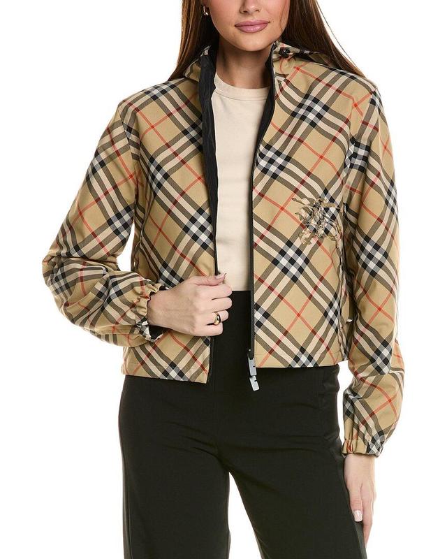 BURBERRY Cropped Reversible Check Polyester Jacket In Neutral Product Image