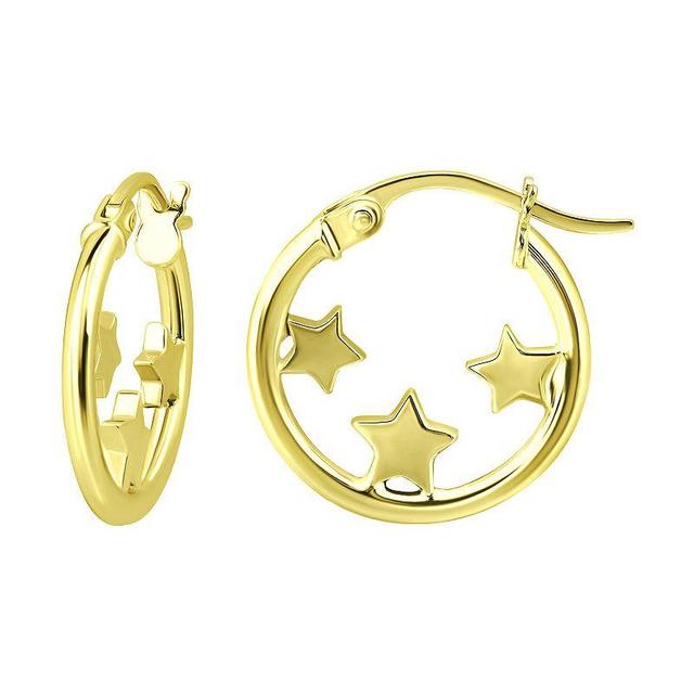 Aleure Precioso Sterling Silver 3 Stars Hoop Earrings, Womens, Gold Tone Product Image