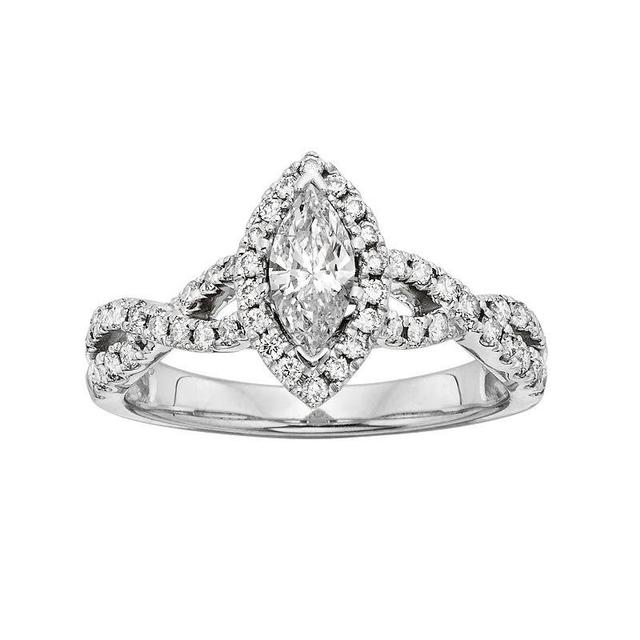 The Regal Collection IGL Certified Diamond Halo Engagement Ring in 14k White Gold (1 ct. T.W.), Womens Product Image