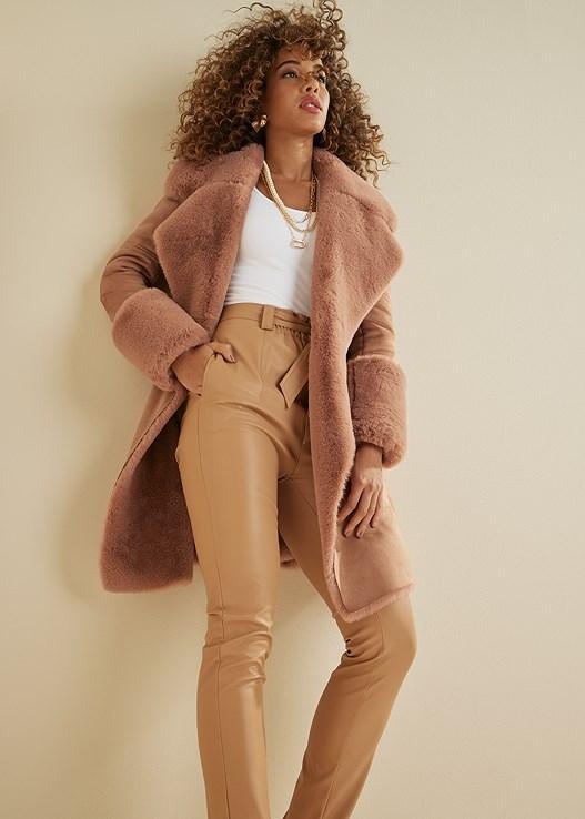 Faux Fur And Suede Coat Product Image