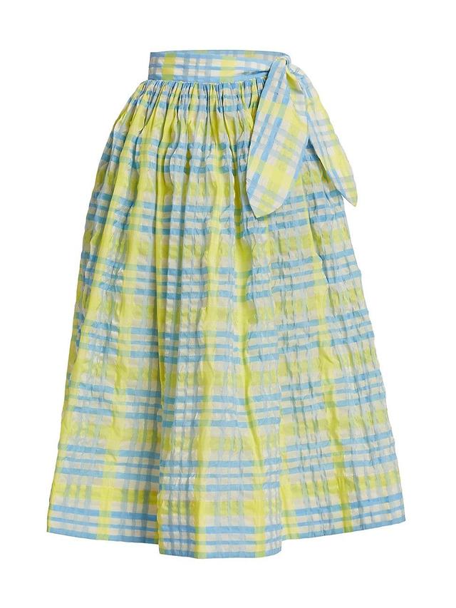 Womens Plaid Cotton-Blend Midi-Skirt Product Image