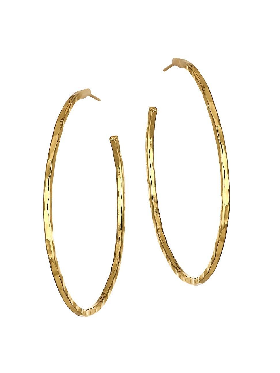 Womens 22K Yellow Goldplated Hoop Earrings Product Image