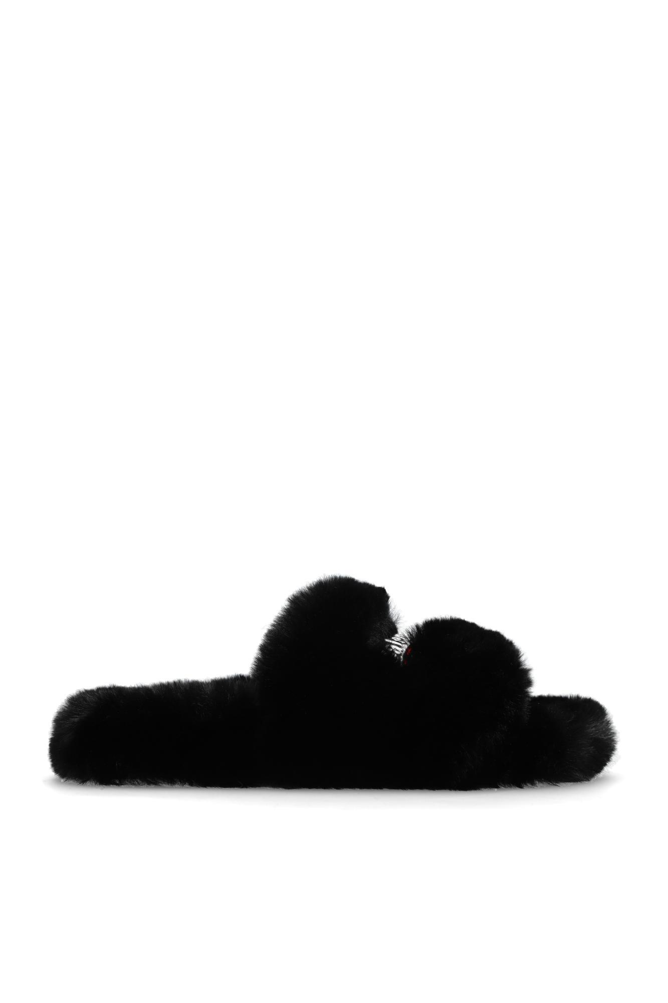 BALENCIAGA Faux Fur Slides In Black Product Image