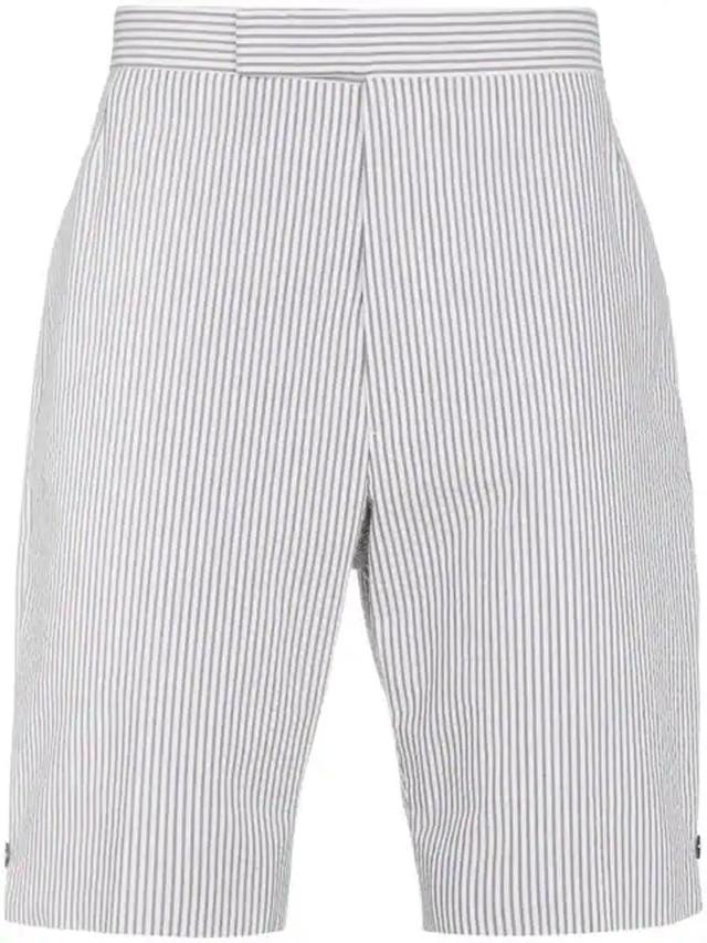 Striped Linen Shorts In Brown Product Image