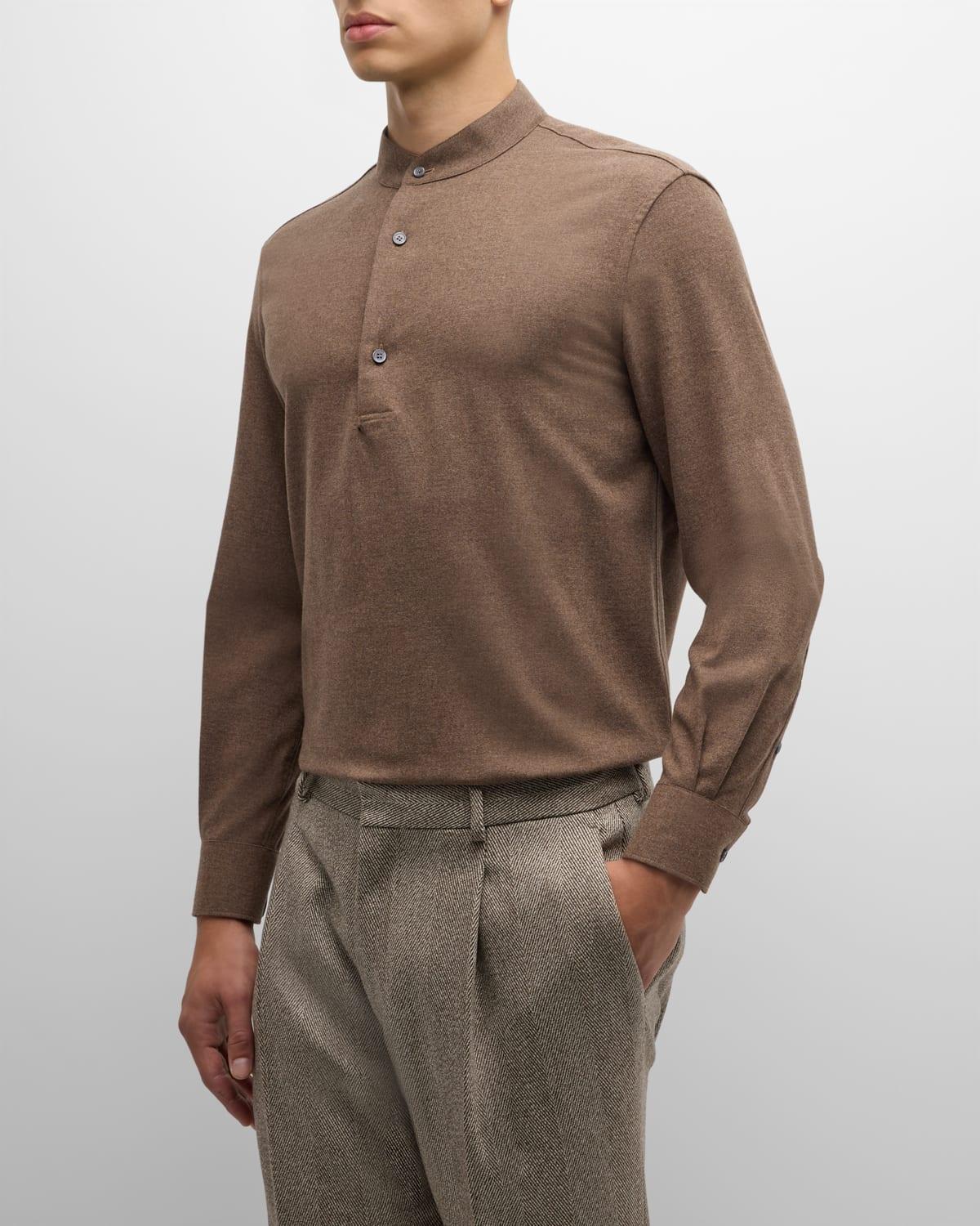 Mens Elia Wool and Cashmere Band-Collar Polo Shirt Product Image