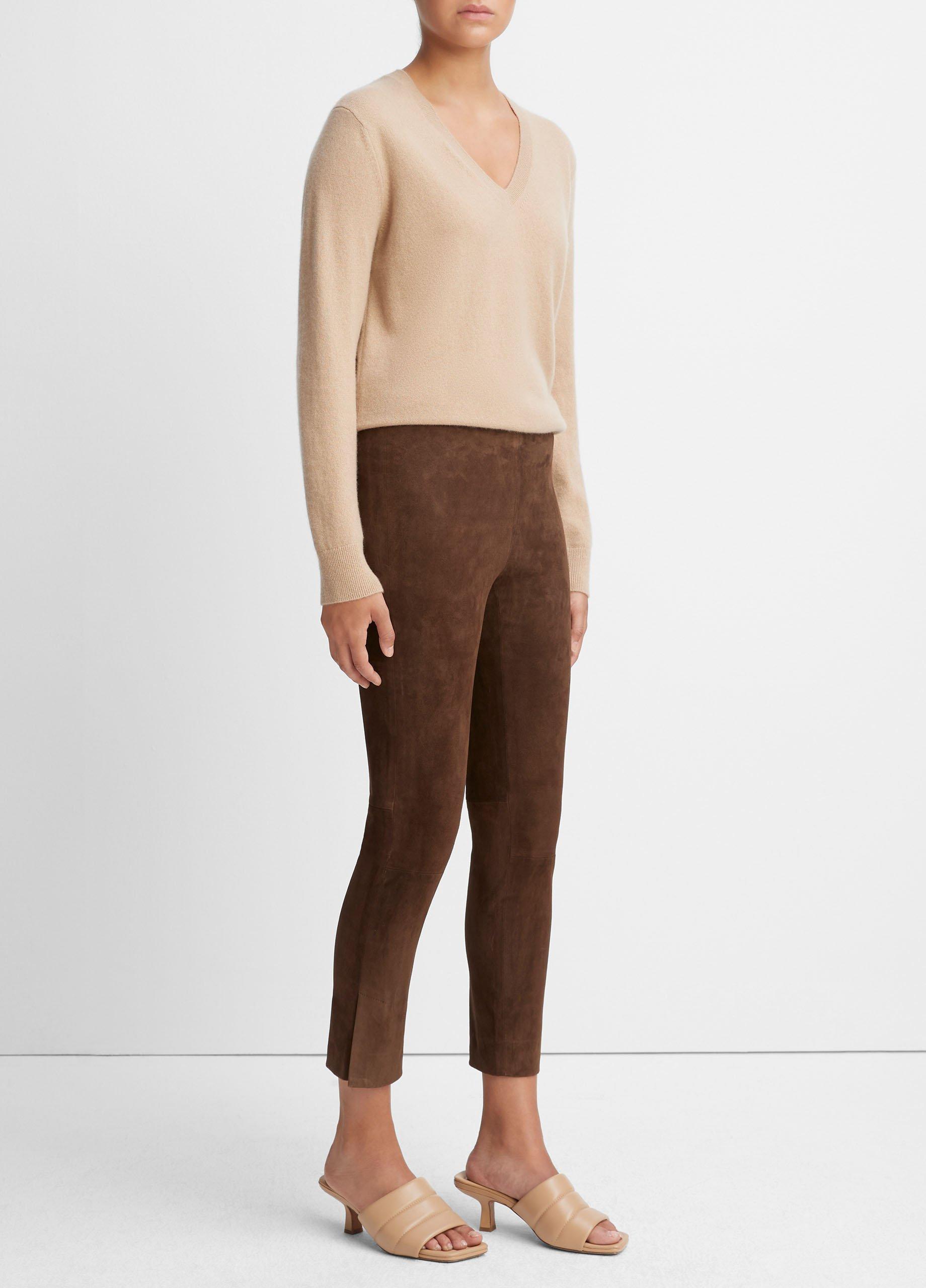 Stretch Suede Split Hem Crop Legging Product Image