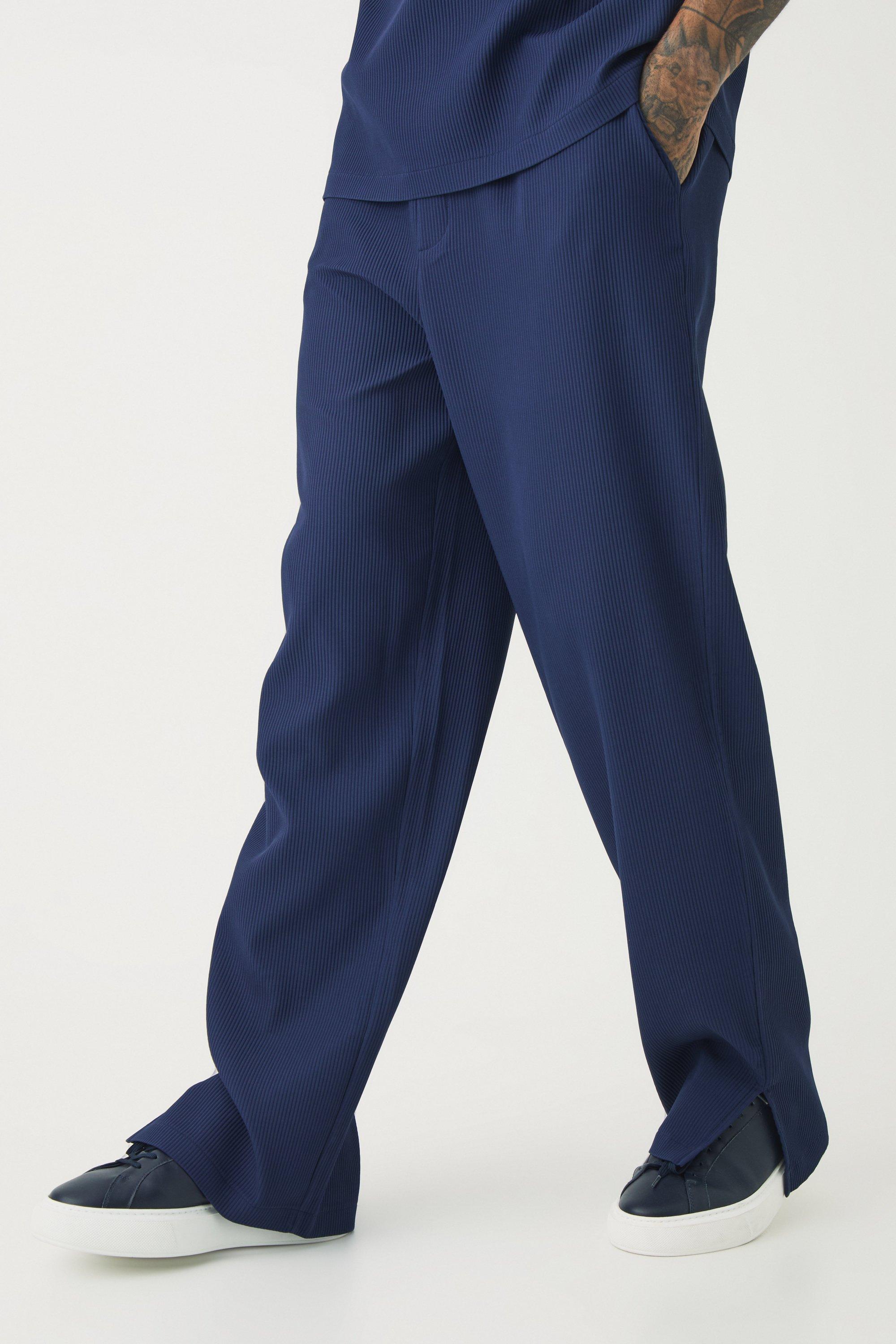 Tall Pleated Split Hem Relaxed Fit Pants | boohooMAN USA product image