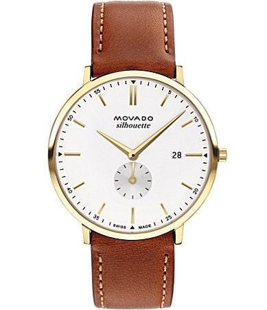 Movado Heritage Silhouette Leather Strap Watch, 40mm Product Image