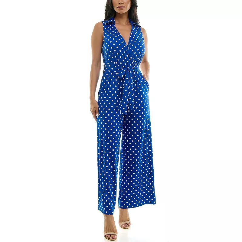 Womens Nina Leonard Print Surplice Wide-Leg Jumpsuit Product Image