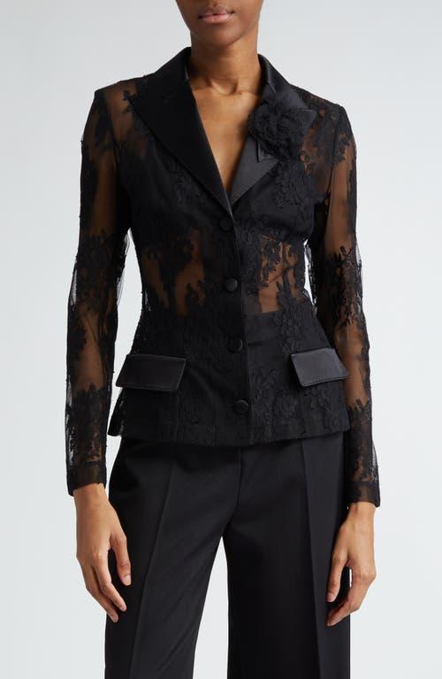 Dolce & Gabbana Sheer Floral Lace & Satin Jacket Product Image