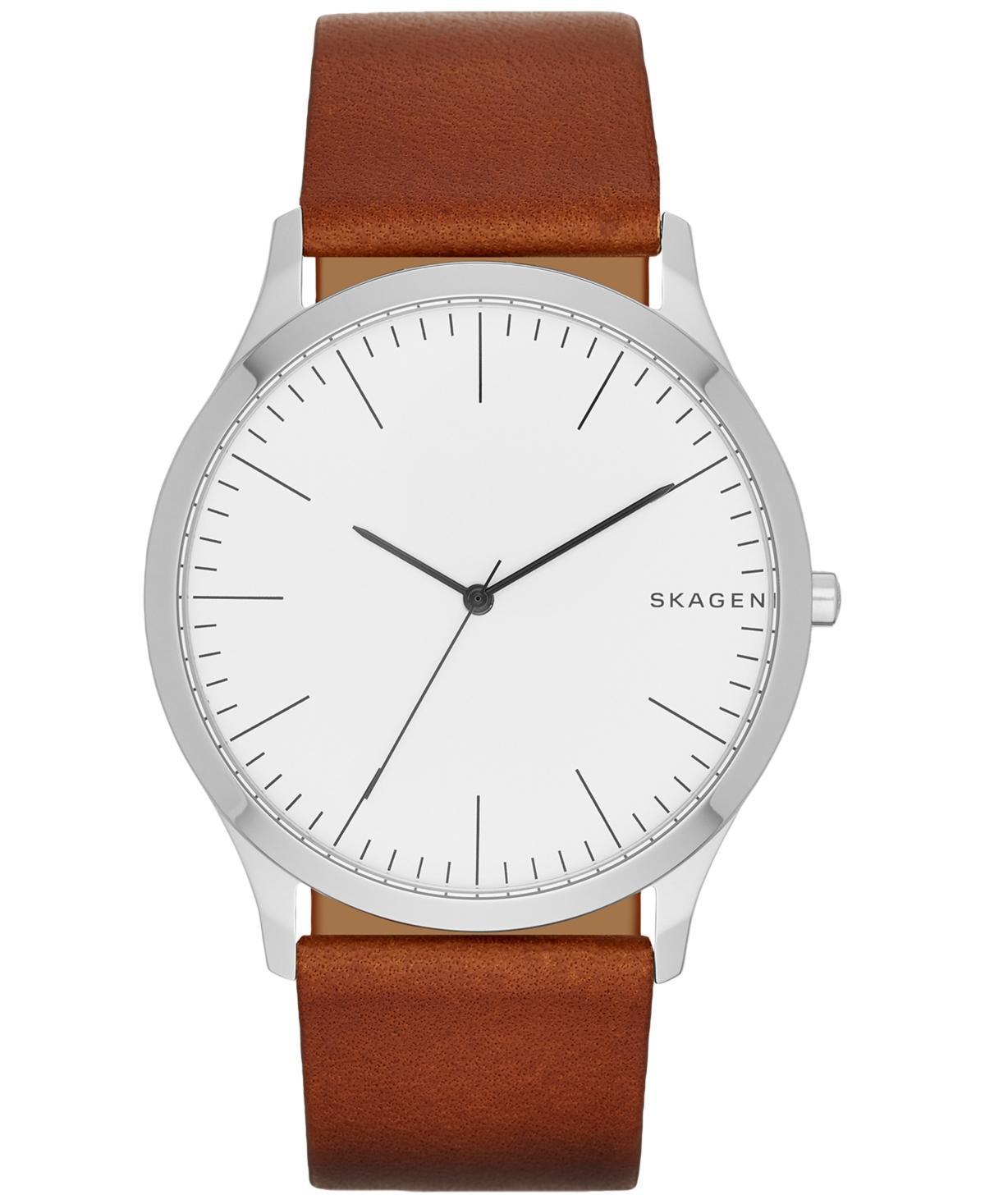 Skagen Mens Light Brown Leather Strap Watch 41mm SKW6331 - Brown Product Image