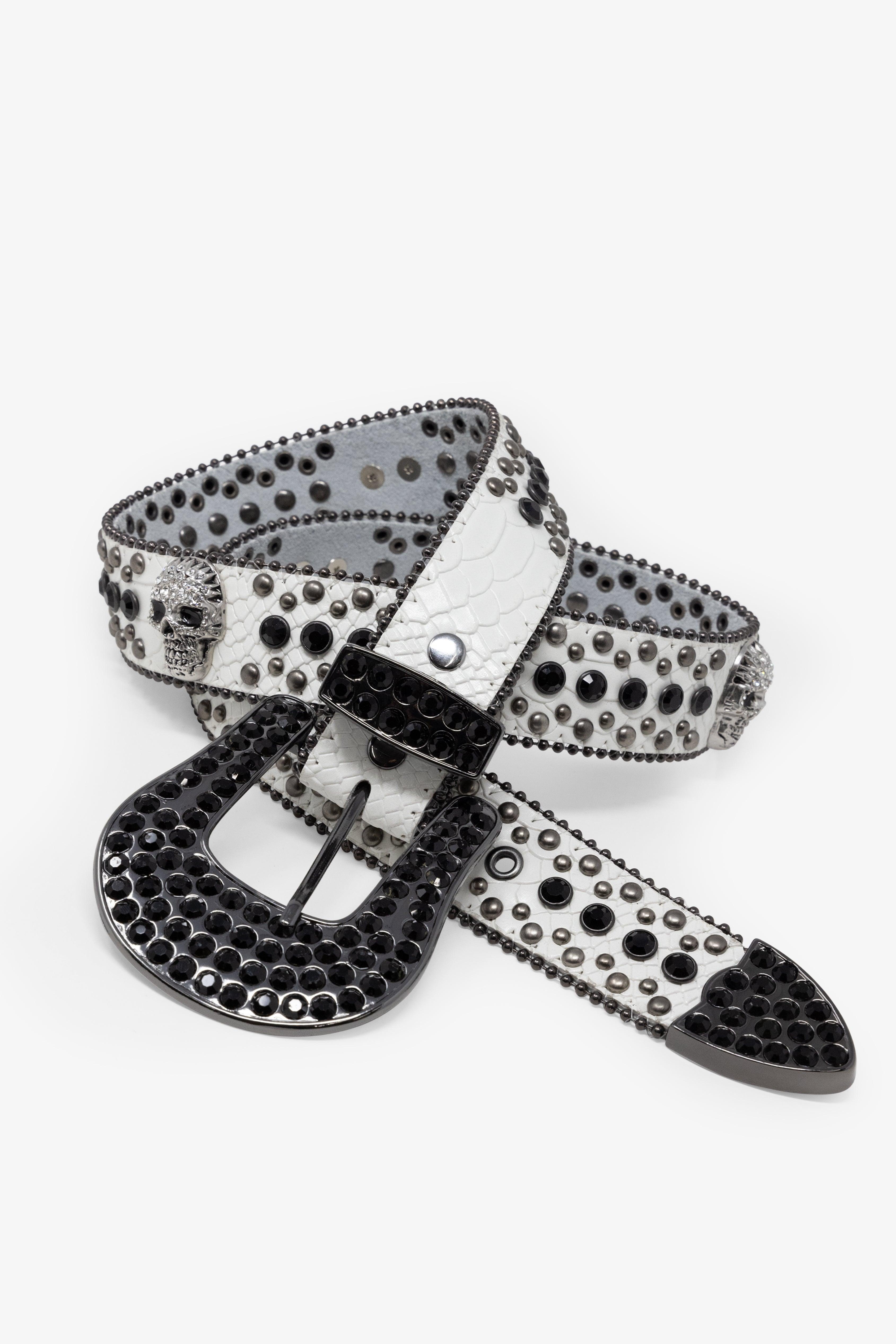 Studded Skull Belt - White Product Image