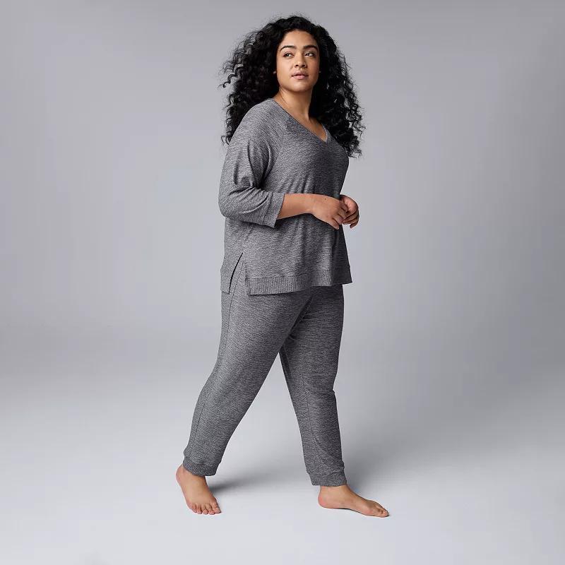 Plus Size Simply Vera Vera Wang 3/4 Sleeve Pajama Top & Pajama Bottoms Set, Womens Product Image