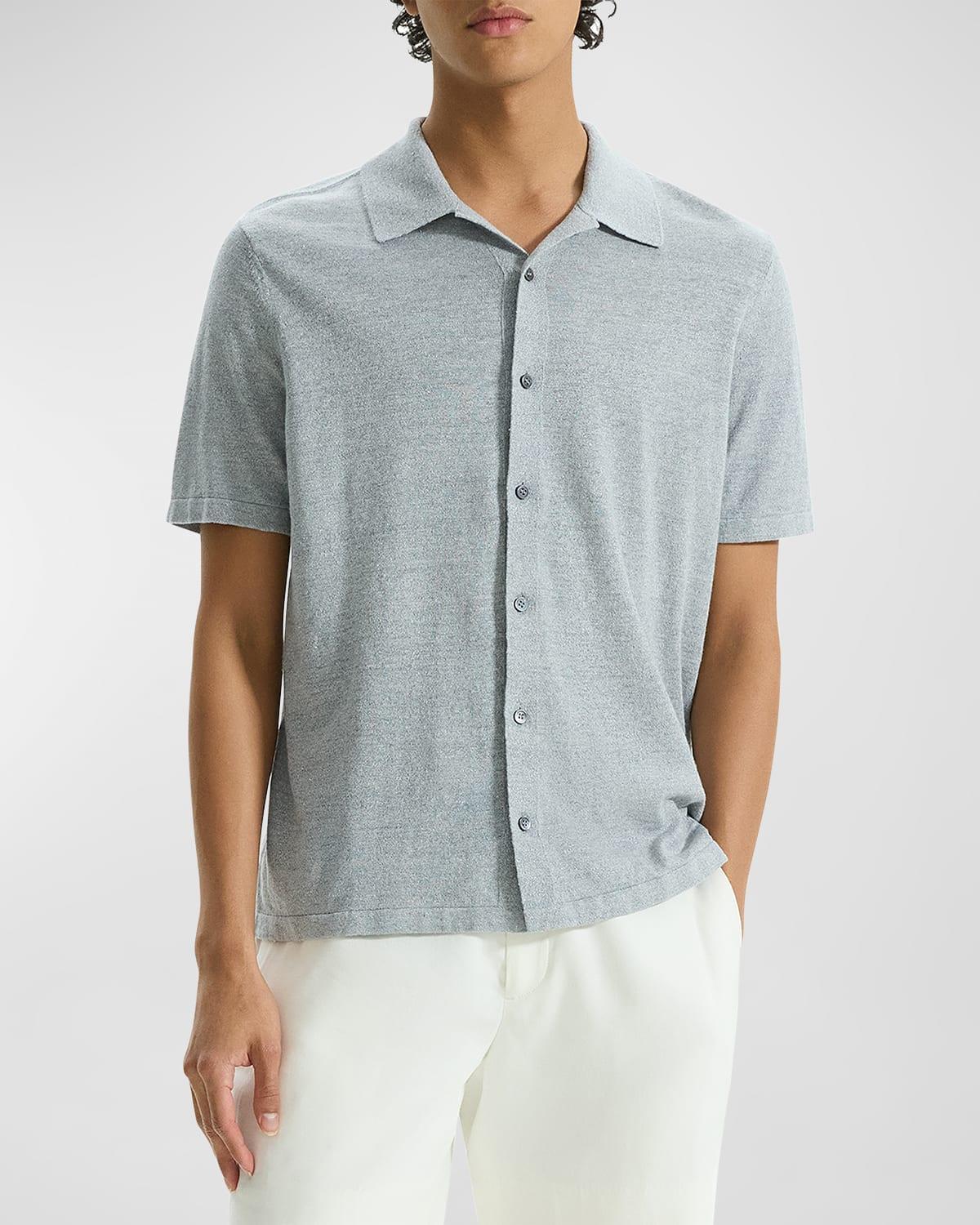 Mens Short-Sleeve Button-Front Linen Shirt Product Image