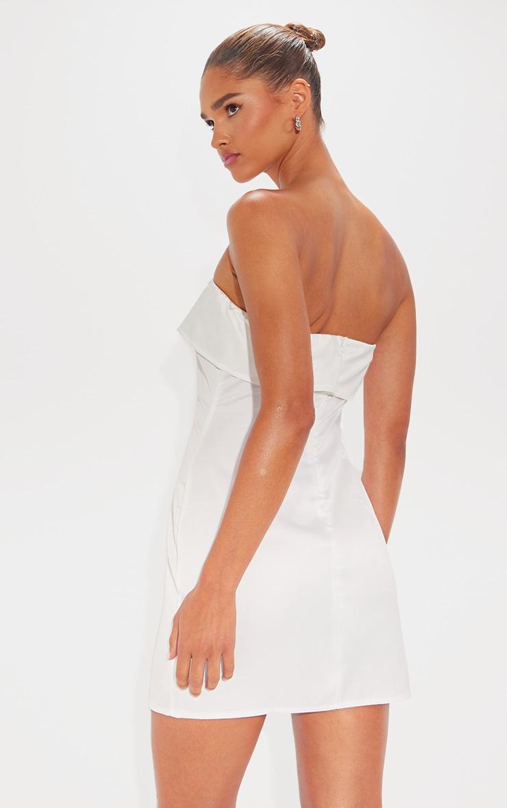 White Satin Bandeau Fold Over Shift Dress Product Image