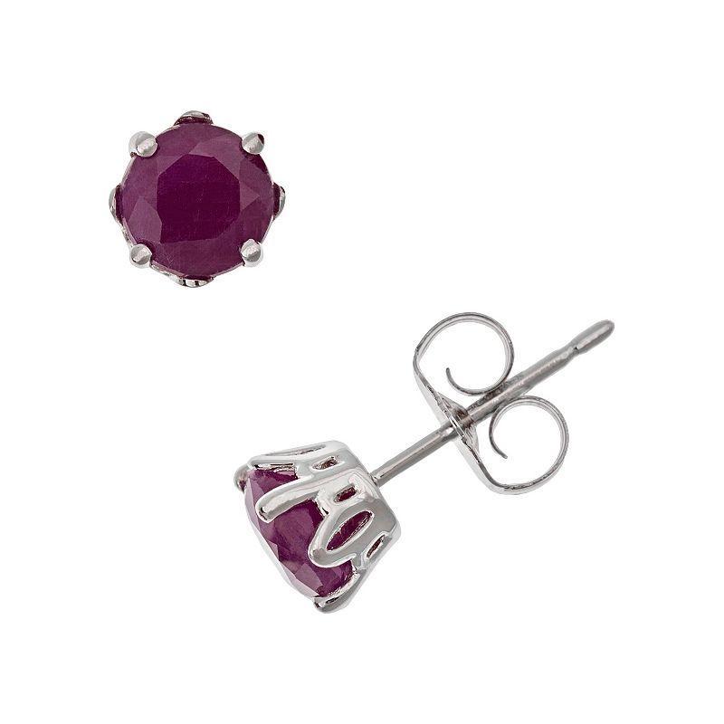 Celebration Gems Sterling Silver Ruby Stud Earrings, Womens, Red Product Image