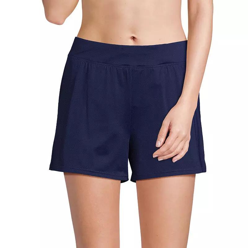 Womens Lands End 3 Chlorine Resistant Smoothing Control Swim Shorts Deep Blue Product Image