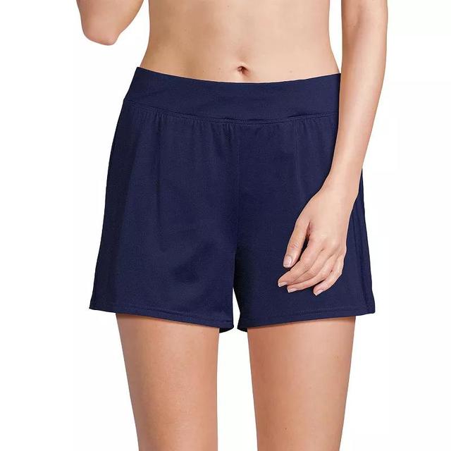 Womens Lands End 3 Chlorine Resistant Smoothing Control Swim Shorts Deep Blue Product Image