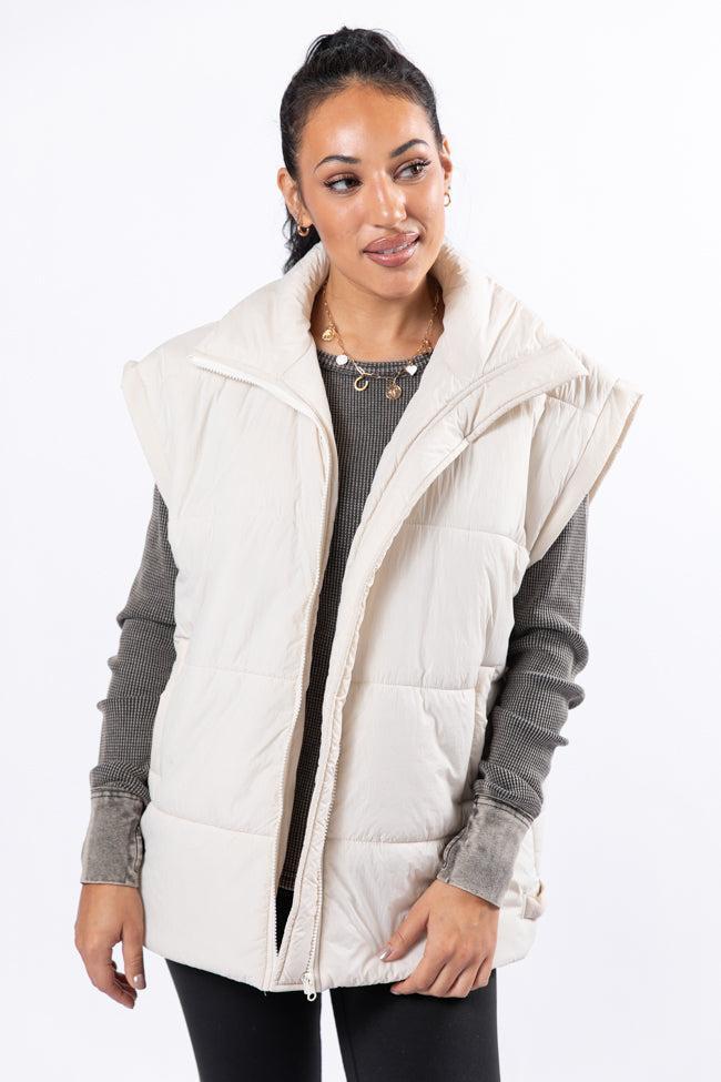 Best Bet Cream Oversized Puffer Vest Product Image