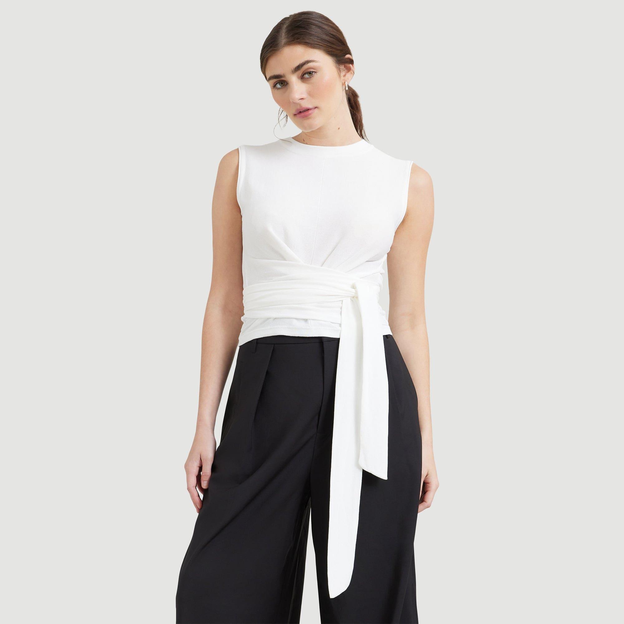 Rumi Cropped Sleeveless Wrap Top Product Image