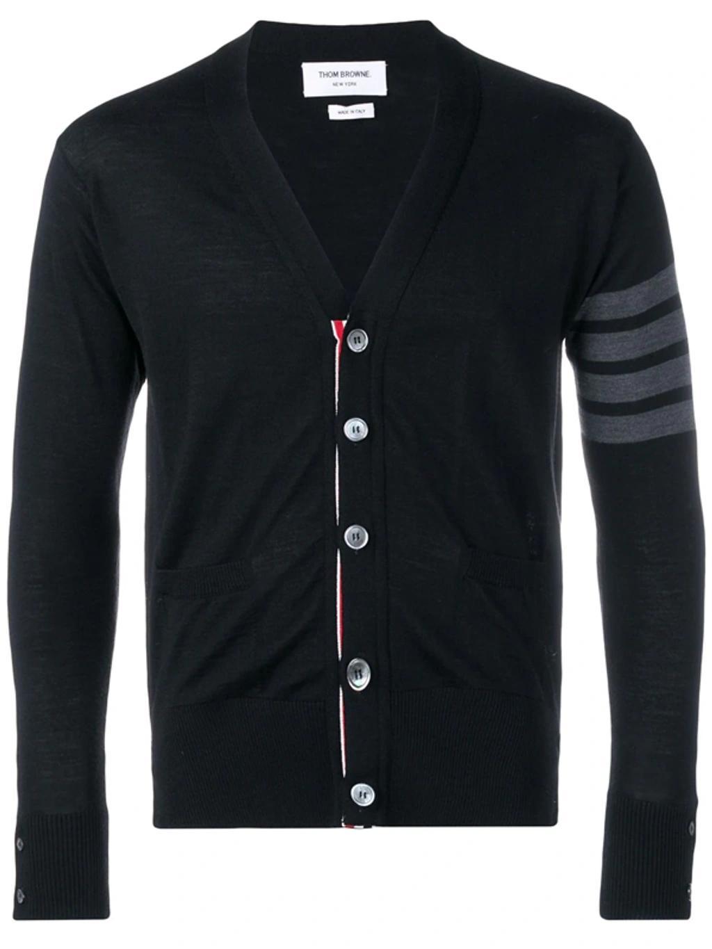 Fine Merino Wool V-neck Cardigan In Black product image