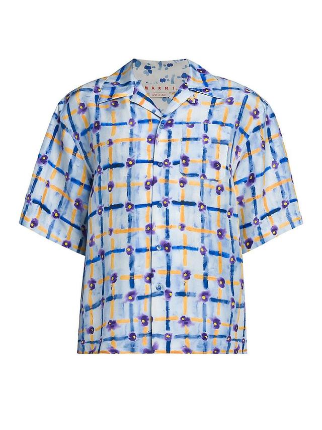 Mens Abstract Silk Boxy-Fit Bowling Shirt Product Image