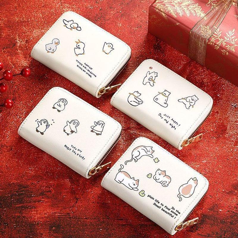 Cartoon Print Faux Leather Card Holder Product Image