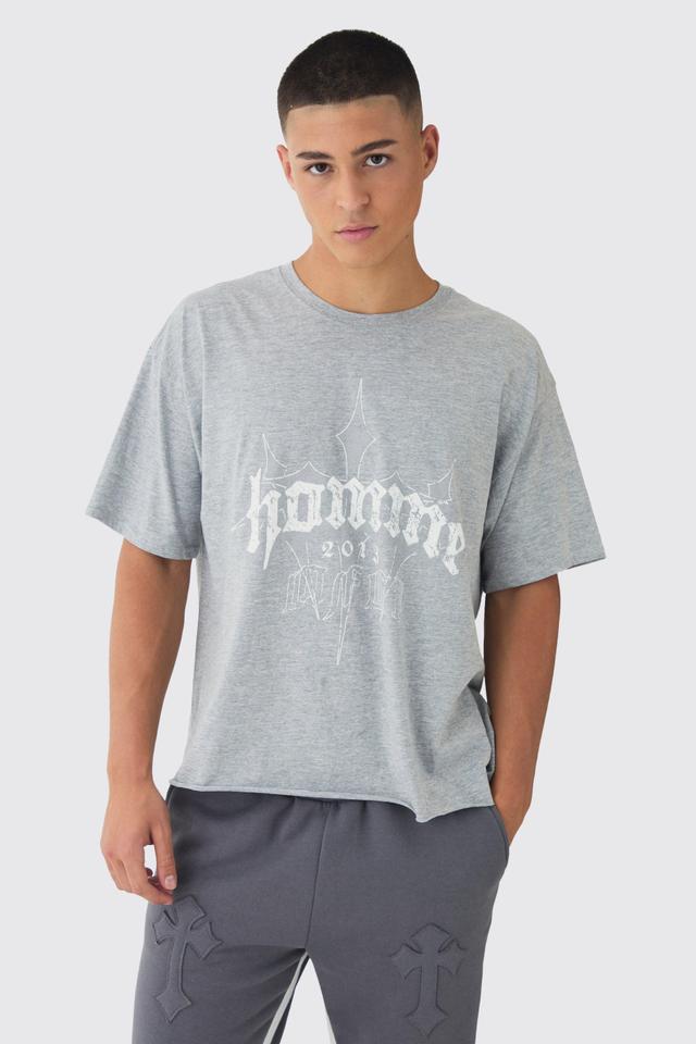 Oversized Boxy Homme Cross Print T-Shirt | boohooMAN USA Product Image