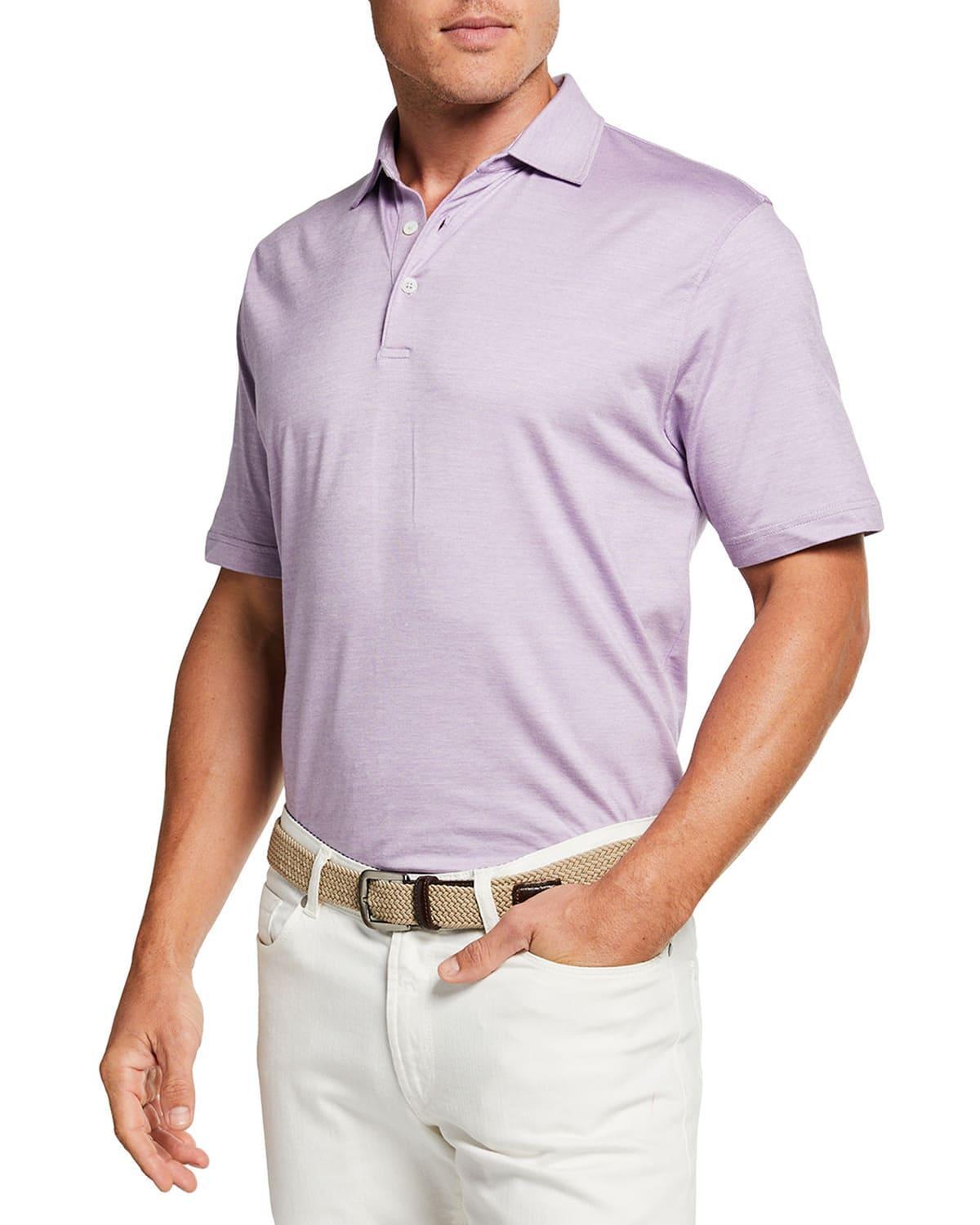 Mens Striped Knit Polo Shirt Product Image