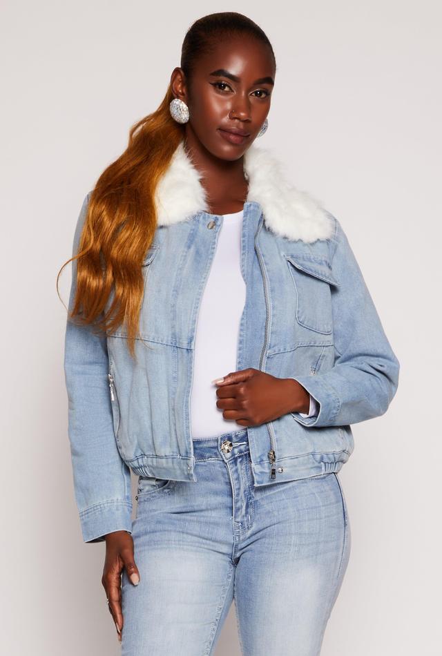 Womens Haute Monde Sherpa Lined Denim Jacket Product Image