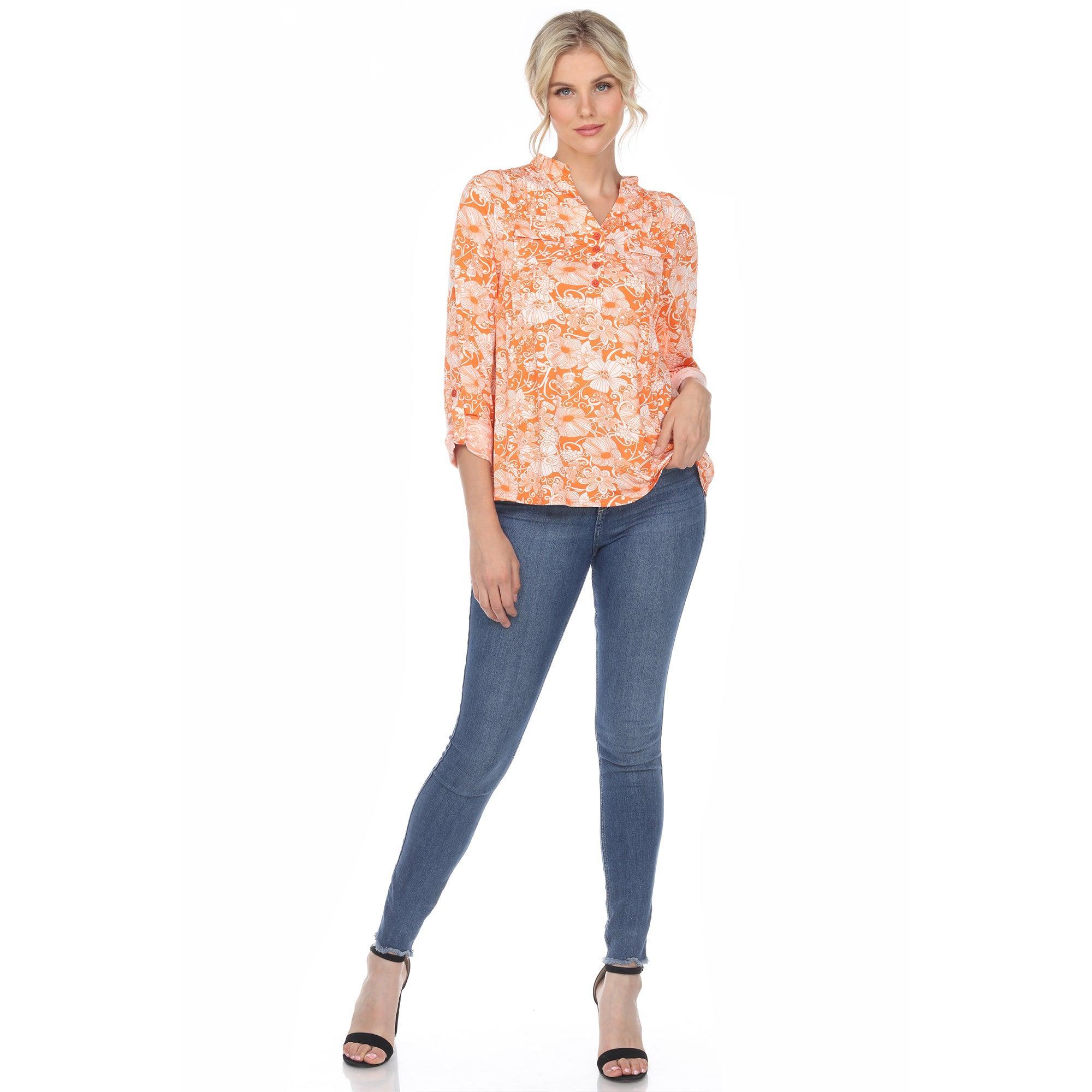 Pleated Long Sleeve Floral Print Blouse Product Image