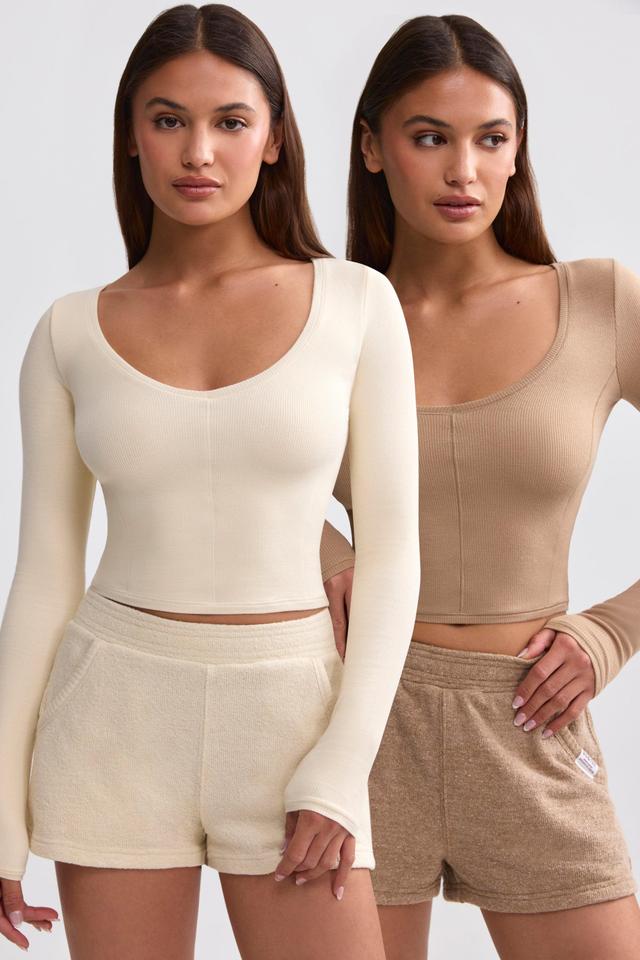 Ribbed Modal V-Neck Crop Top Bundle Product Image