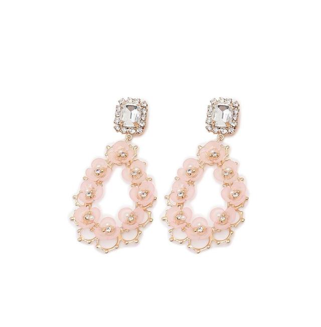 Sohi Womens Pink Teardrop Flora Drop Earrings Product Image