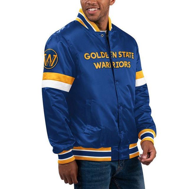 Mens Starter Royal Golden State Warriors Home Game Satin Full-Snap Varsity Jacket Product Image