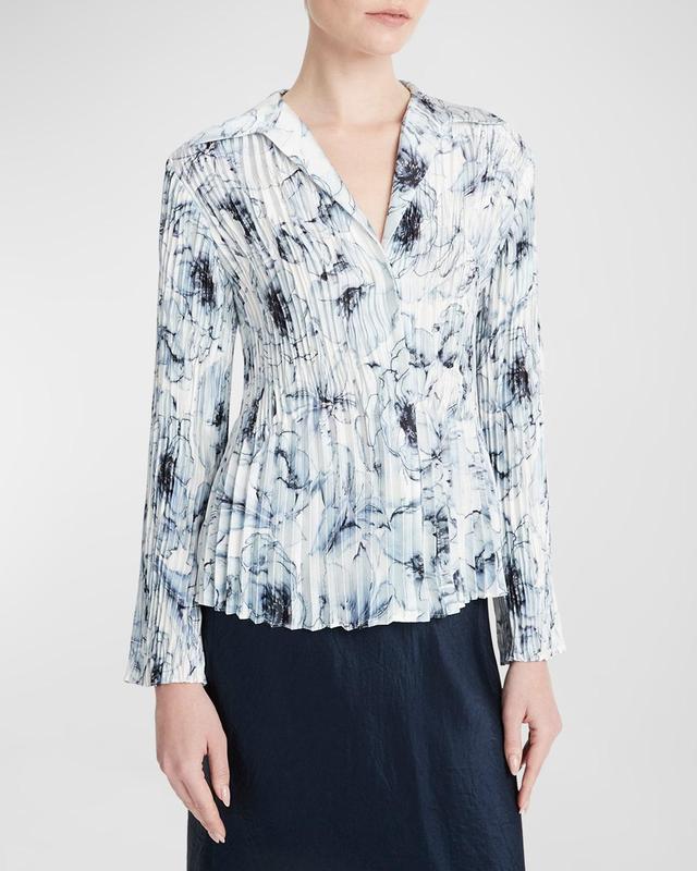 Washed Lily Pleated Long-Sleeve Blouse Product Image