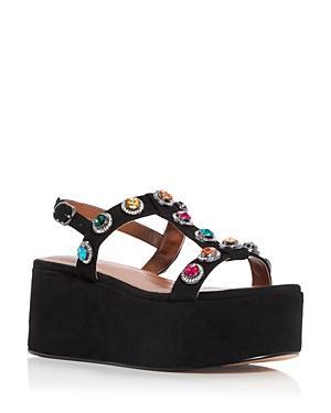 Kurt Geiger London Octavia Suede Studded Rainbow Jewels Platform Wedge Sandals Product Image